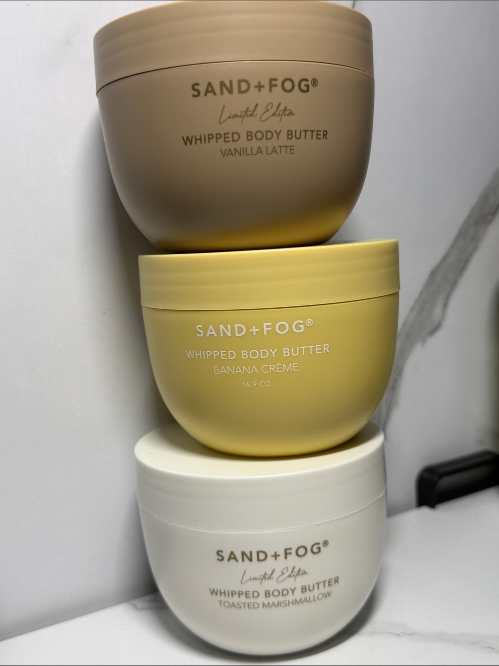 SAND+FOG Whipped Body Butter - Vanilla Latte, Banana Crème, Toasted Marshmallow